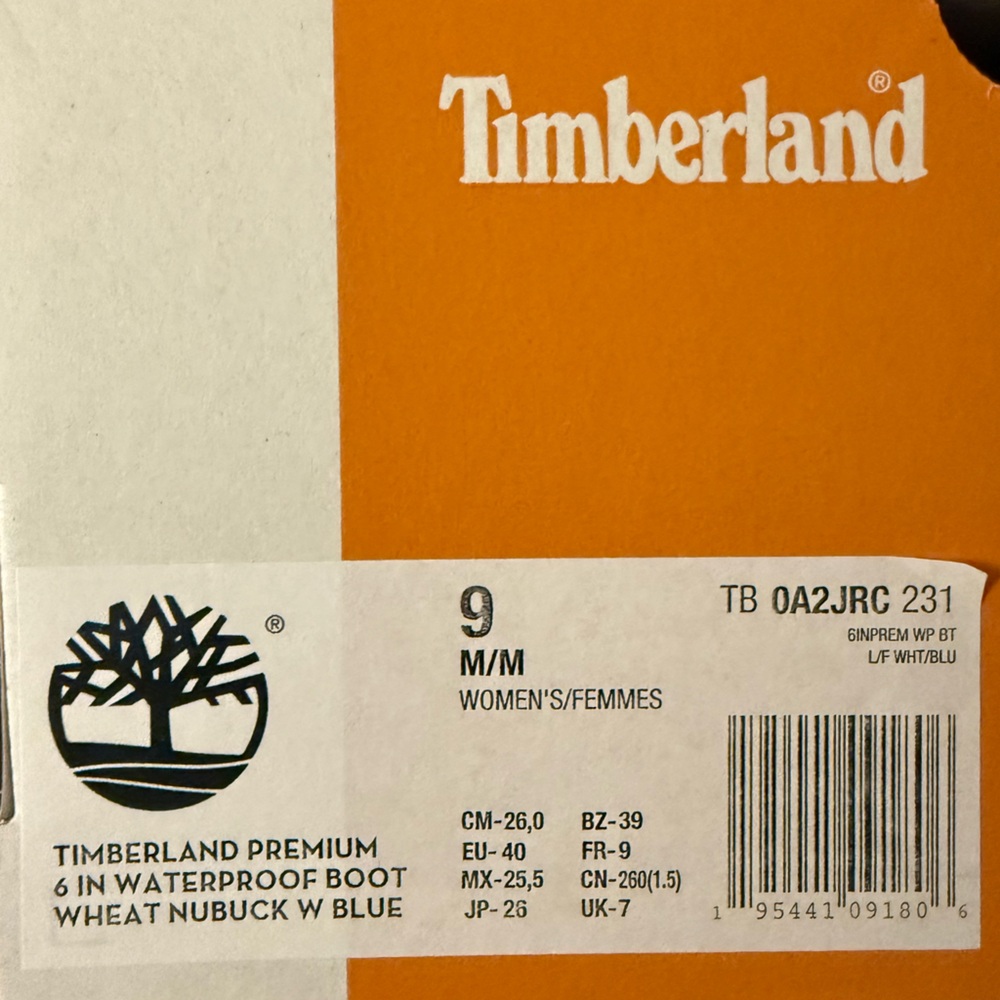 NWT — in box — 2023 Timberland Wmns 6 Inch Premium Boot 'Wheat Blue Fur Collar' - Picture 3 of 7
